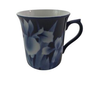 Takahashi San Francisco Blue Glazed Tulip Print 8Oz Porcelain Mugs – Set of 4
